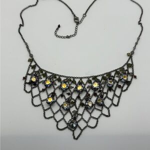 Sorrelli Elegant Antique Silver, Garnet, and Smoke Swarovski Crystal Necklace